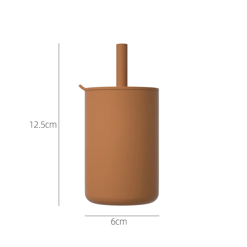아기 수유를위한 실리콘 짚이있는 방수 누출 컵